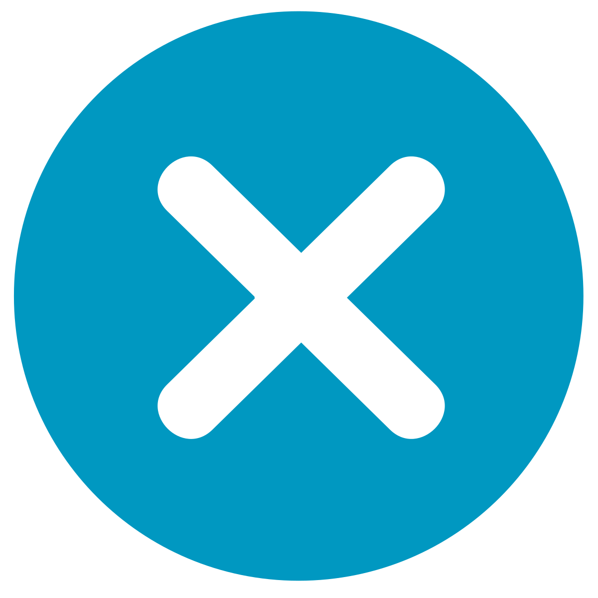 An icon showing an X in a circle